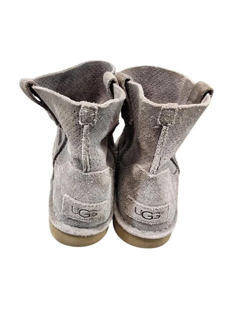 Ugg Shoes Womens Size 6 Gray Classic Unlined Mini Suede Perforated Boots *Read*